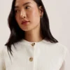 JAYCEY Rose Button Knitted Crew Neck Cardigan