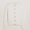 JAYCEY Rose Button Knitted Crew Neck Cardigan