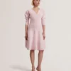 JESCKA Structured Puff Sleeve Knitted Skater Dress
