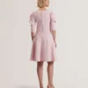 JESCKA Structured Puff Sleeve Knitted Skater Dress