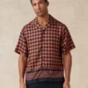 JIRAHU Tile Border Print Short Sleeve Shirt