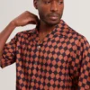 JIRAHU Tile Border Print Short Sleeve Shirt