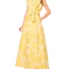 JORDANA Jacquard Floral Tailored Wrap Maxi Dress