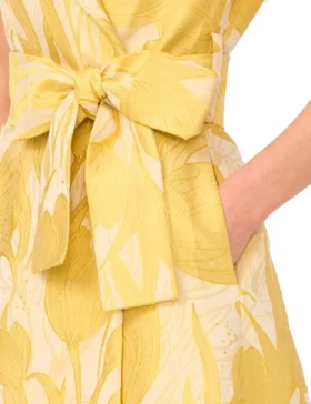 JORDANA Jacquard Floral Tailored Wrap Maxi Dress