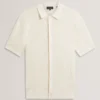 JORIEN Textured Crochet Knit Button-Through Polo