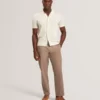 JORIEN Textured Crochet Knit Button-Through Polo