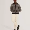JOVIEN Check Print Button-Through Knit Polo