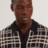 JOVIEN Check Print Button-Through Knit Polo