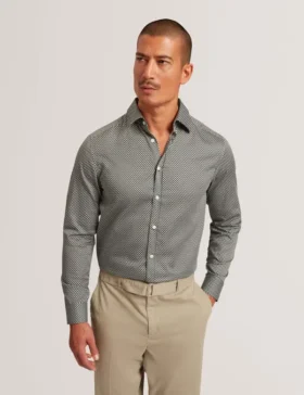 JOZEF Slim Fit Micro Geometric Print Shirt