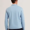 KALEND Herringbone Zip Neck Long Sleeve Polo
