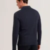 KALEND Herringbone Zip Neck Long Sleeve Polo