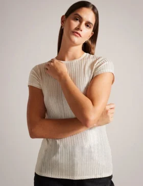 KATRINO Ribbed Metallic Fitted T-Shirt