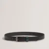 KENDON Grained Leather Belt With Striped Loop