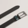 KENDON Grained Leather Belt With Striped Loop