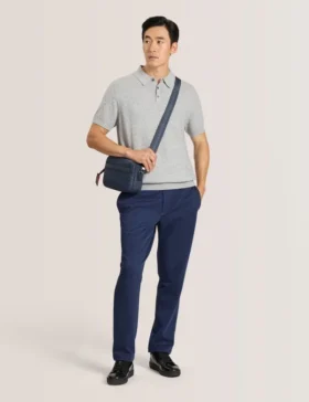 KNIT TWILL ELASTIC TROUSERS Insignia Blue Heather