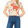 KNITTOP Poppy Print Slim Fit T-Shirt