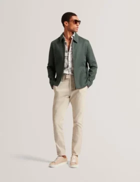 KUMARH Linen Blend Zip Up Harrington Jacket