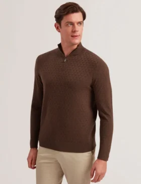KURNLE T Knit Half Zip Funnel Neck Jumper