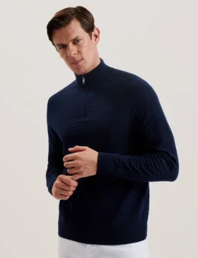 KURNLE T Knit Half Zip Funnel Neck Jumper