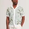 KYES Leaf Print Knitted Short Sleeve Shirt