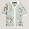 KYES Leaf Print Knitted Short Sleeve Shirt