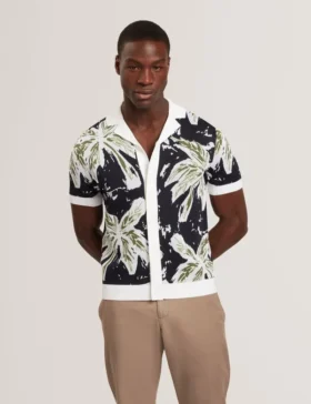 KYES Short Sleeve Knitted Leaf Shirt