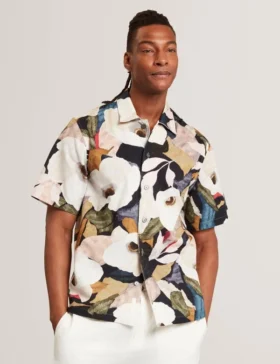 LANGDON Garden Print Relaxed Short Sleeve Shirt