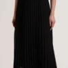 LARNAHH Pleated Midi Dress With Removable Knit Tank