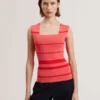 LAYDAA Striped Knit Square Neck Sleeveless Top