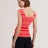 LAYDAA Striped Knit Square Neck Sleeveless Top