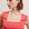 LAYDAA Striped Knit Square Neck Sleeveless Top