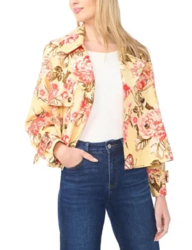 LEAH Floral Print Short Trench Jacket