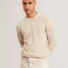 LEOCADI Herringbone Trim Textured Knit Sweater