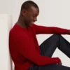 LEOCADI Herringbone Trim Textured Knit Sweater