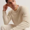 LEOCADI Herringbone Trim Textured Knit Sweater