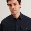 LEVON Jacquard Dotted Texture Utility Overshirt