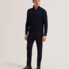 LIMEHAS Wool Quarter Zip Funnel Neck Sweater