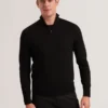 LIMEHAS Wool Quarter Zip Funnel Neck Sweater