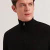 LIMEHAS Wool Quarter Zip Funnel Neck Sweater