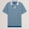 LIRIEN Geometric Jacquard Pique Polo Shirt