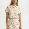 LIZ Wildflower Embroidered Cropped Shirt