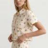LIZ Wildflower Embroidered Cropped Shirt