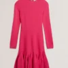 LOISSS Flounce Hem Long Sleeve Knitted Mini Dress
