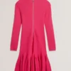 LOISSS Flounce Hem Long Sleeve Knitted Mini Dress