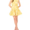 LOLAA Jacquard Floral Flippy Hem Mini Dress