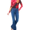 LONG SLEEVE MESH TOP Red