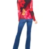 LONG SLEEVE MESH TOP Red