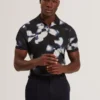 LONGBRI Photographic Floral Print Cotton Polo Shirt