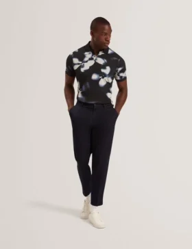 LONGBRI Photographic Floral Print Cotton Polo Shirt