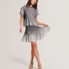 LOTTTII Textured Stripe Knit Flippy Mini Skirt